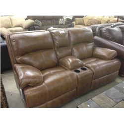 LIGHT BROWN LEATHER ELECTRIC 2 SEAT HOME THEATRE STYLE RECLINER