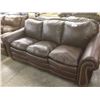 Image 1 : BROWN LEATHER 3 SEAT SOFA