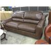 Image 1 : BROWN LEATHER 3 SEAT SOFA WITH PULL OUT BED