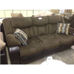 CHOCOLATE BROWN SEUDE 3 SEAT RECLINING SOFA