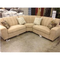 TAUPE SEUDE 3 PIECE SECTIONAL SOFA