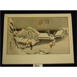 HIROSHIGE Woodblock Print - Night Snow