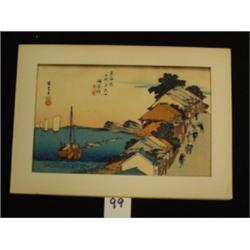 HIROSHIGE Woodblock Print - River Scene