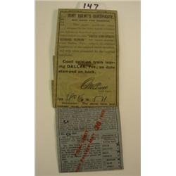 1902 NC & S&L Railway Ticket Agent Cert
