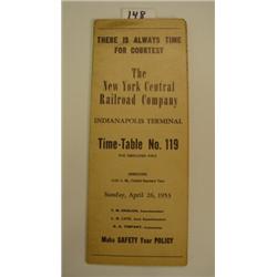 RAILROAD Employee Timetable -NY Central