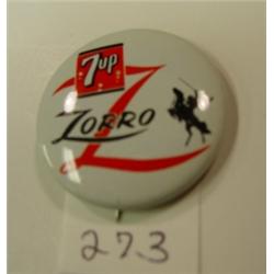 7UP ZORRO Pin Back - 1957 Disney