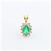 Image 5 : Ladies 10K Natural Emerald and Diamond Grouping of 3 Pieces