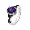 Image 2 : Sterling Silver African Amethyst and Black Diamond Ring