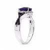 Image 3 : Sterling Silver African Amethyst and Black Diamond Ring