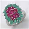 Image 1 : Sterling Silver Emerald and Ruby Ring