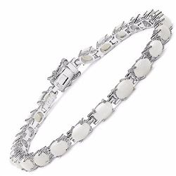 Sterling Silver Cabochon Opal Bracelet