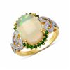 Image 1 : Sterling Silver Ethiopian Opal and Chrome-Diopside Ring