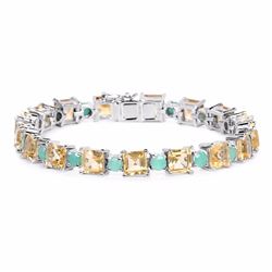 Sterling Silver Citrine and Emerald Bracelet