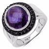Image 1 : Sterling Silver African Amethyst and Black Spinel Ring