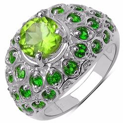 Sterling Silver Peridot and Chrome-Diopside Ring
