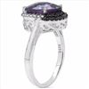 Image 3 : Sterling Silver African Amethyst and Black Diamond Ring