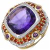 Image 1 : Sterling Silver African Amethyst and Madeira Citrine Ring