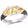 Image 1 : Sterling Silver Citrine and Champagne Diamond Ring