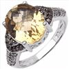 Image 1 : Sterling Silver Citrine and Champagne Diamond Ring