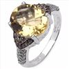 Image 2 : Sterling Silver Citrine and Champagne Diamond Ring