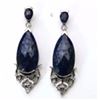 Image 1 : Sterling Silver Sapphire Briolite Drop Earrings