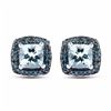 Image 1 : Sterling Silver Aquamarine and Blue Diamond Earrings