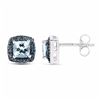 Image 2 : Sterling Silver Aquamarine and Blue Diamond Earrings