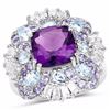 Image 1 : Sterling Silver African Amethyst, Blue Topaz and Tanzanite Ring