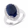 Image 1 : Sterling Silver Madagascar Sapphire and Diamond Ring