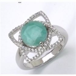 Sterling Silver Sakata Emerald Ring