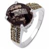 Image 2 : Sterling Silver Smoky Quartz and Yellow Diamond Ring