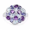 Image 3 : Sterling Silver Blue Topaz and African Amethyst Ring