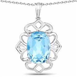 Sterling Silver Fancy Cushion Blue Topaz Pendant