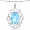 Image 1 : Sterling Silver Fancy Cushion Blue Topaz Pendant