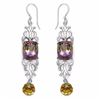 Image 1 : Sterling Silver African Amethyst and Citrine Earrings