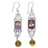 Image 2 : Sterling Silver African Amethyst and Citrine Earrings