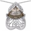 Image 1 : Sterling Silver Fancy Cut Smoky Quartz Pendant