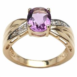 Sterling Silver Brazil Amethyst and Diamond Ring