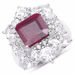 Sterling Silver Octagon Ruby Ring