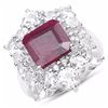 Image 1 : Sterling Silver Octagon Ruby Ring