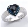 Image 1 : Sterling Silver Heart Shape Sapphire and Diamond Ring