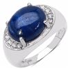 Image 1 : Sterling Silver Cabochon Sapphire Ring