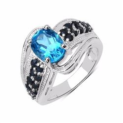 Sterling Silver Swiss Blue Topaz and Blue Sapphire Ring