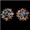 Image 1 : Natural Fancy Color Sapphire Flower Earrings