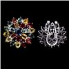 Image 2 : Natural Fancy Color Sapphire Flower Earrings