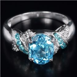 Natural Swiss Blue Topaz Ring