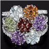 Image 1 : Natural Multi Gemstones Flower Ring