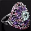 Image 3 : NATURAL TOPAZ AMETHYST & RHODOLITE GARNET RING