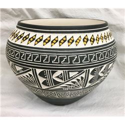 Acoma Carved & Painted Pot By R.n Sanchez