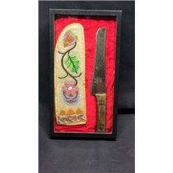 1880's Iroquois Beaded Knife Sheath With Frontier